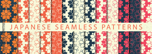 Japanese seamless patterns combo. Very attractive and highly creative that maintain the Japanese heritage. Hand drawn and very Aesthetics.For every Cultural Functions and festival also for the cloth