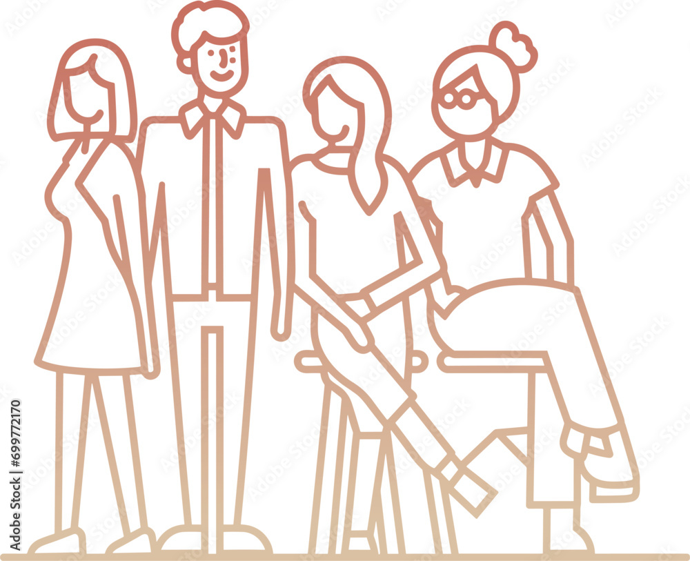 Teamwork line art vector, collaboration concept, team building illustration, united workforce, corporate teamwork, group effort,  employee appreciation day concept, unity, partnership, connection, 