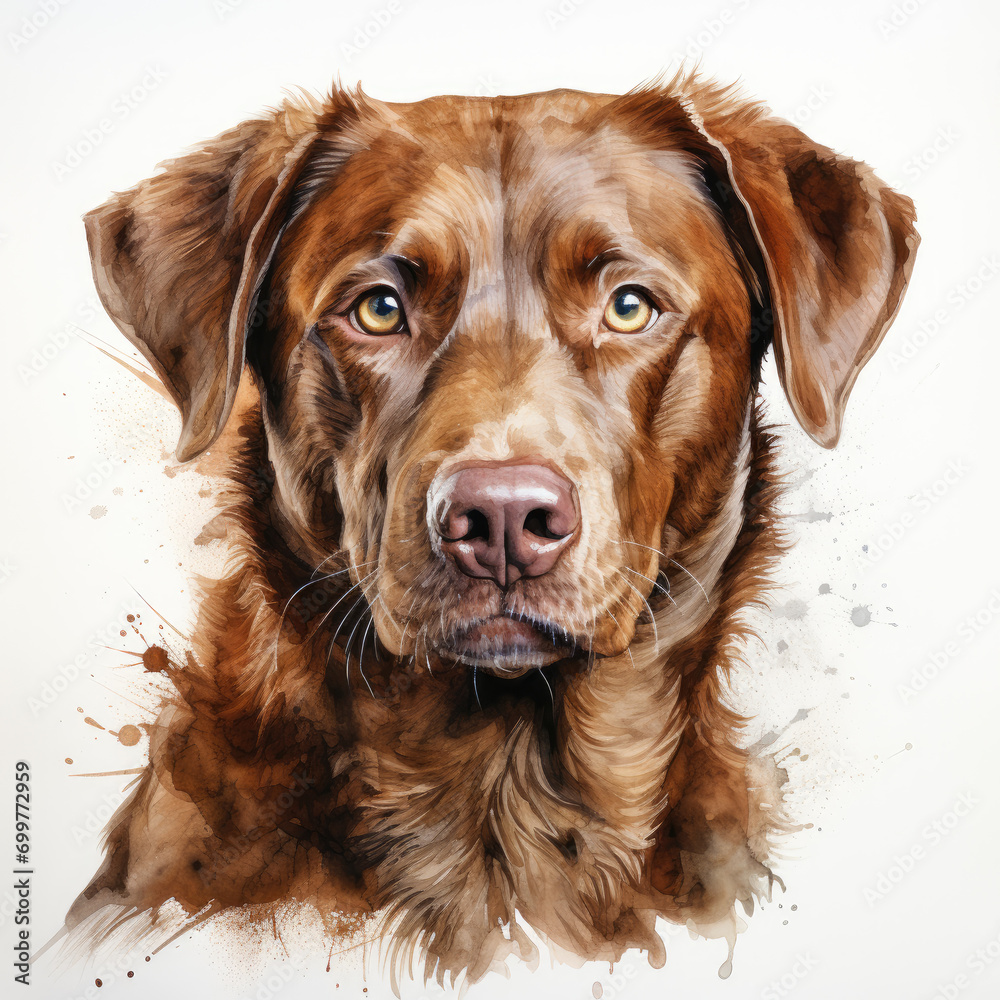 watercolor Chesapeake Bay Retriever clipart, Generative Ai