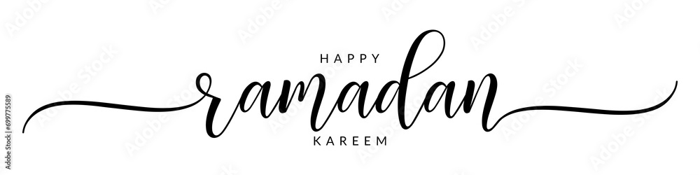 Happy ramadan kareem – Calligraphy brush text banner with transparent background. - obrazy, fototapety, plakaty 