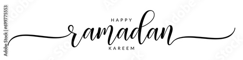 Happy ramadan kareem – Calligraphy brush text banner with transparent background.