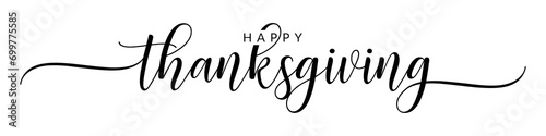 Happy thanksgiving – Calligraphy brush text banner with transparent background.