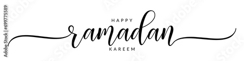 Happy ramadan kareem – Calligraphy brush text banner with transparent background. photo