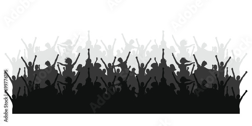 Silhouette of a cheerful crowd of people in party celebration. Vector illustration.
