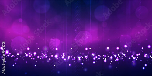 Digital technology futuristic Ai big data blue purple background, internet network connection, abstract cyber information communication, science innovation future tech, line dot illustration vector 3d