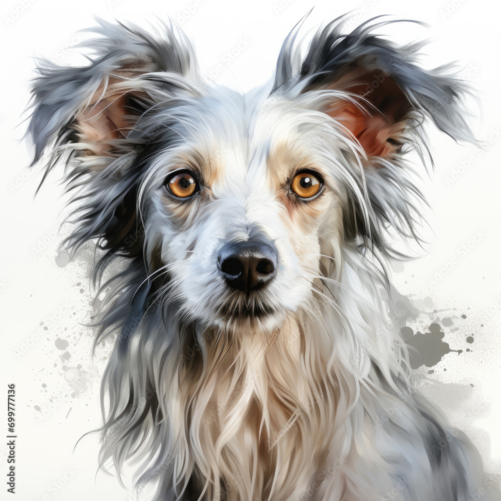 watercolor Chinese Crested clipart, Generative Ai