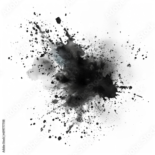 black splat on white paper, ink blob, video element, paintbrush