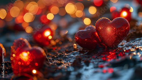 Romantic Hearts and Bokeh Lights