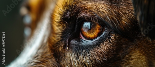 Dog's eye inflamed due to altercation. photo