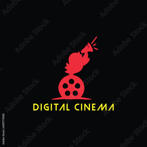 digital movies cinema logo design vector