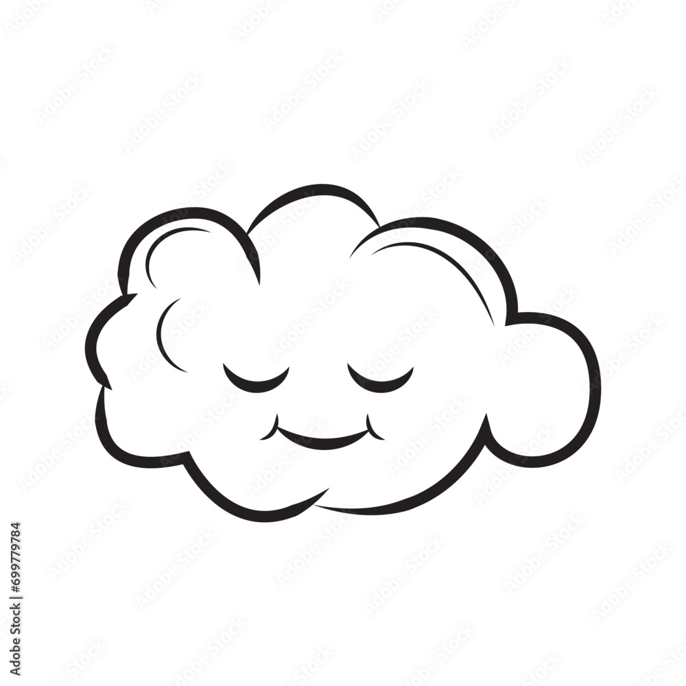 Smile Cloud vector. Cloud icon illustration.  Dream cloud isolated icon. Thought bubble icon. Line Cloud art. Speech bubbles Icon flat design. Vector illustration