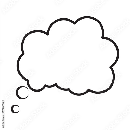 Bubble with cloud. Dream cloud isolated icon. Single Cloud vector.  Thought bubble icon. Line Cloud art. Speech bubbles Icon flat design. Vector illustration