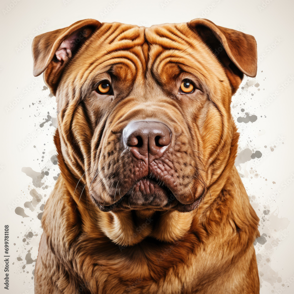 watercolor Chinese Shar-Pei clipart, Generative Ai watercolor Chinese Shar-Pei clipart, Generative Ai