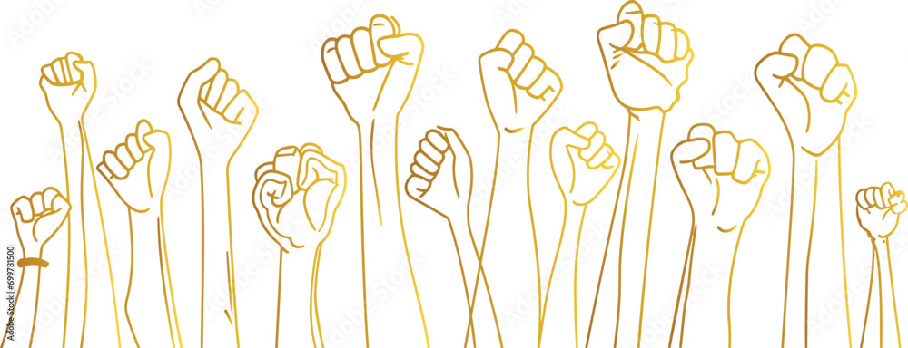 Line Art Vector Hands Fist Raised: Black History Month Symbolism ...