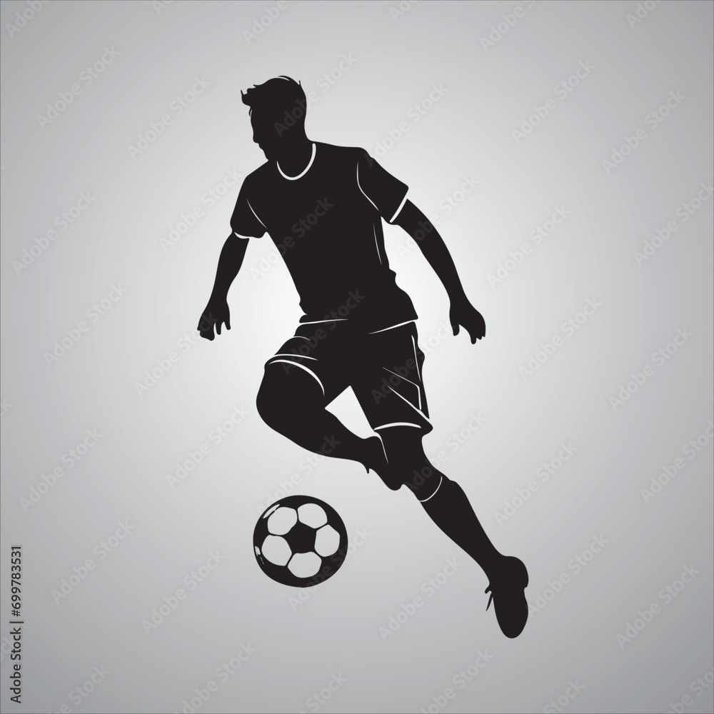 sports player football soccer playing vector logo style iconic symbol illustration silhouette
