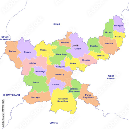 Jharkhand map vector illustration on white background