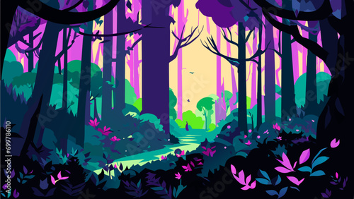 Enchanted forest vektor icon illustation
