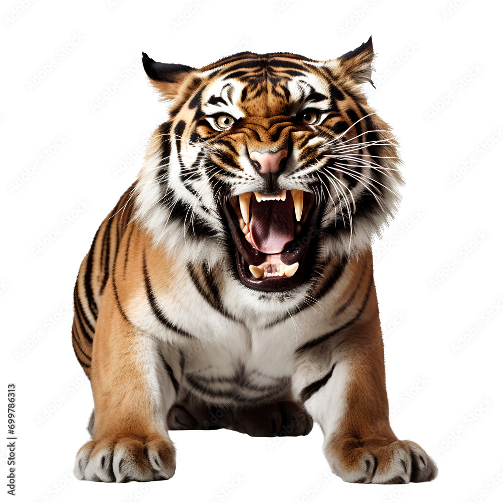 Fierce tiger on transparent background PNG