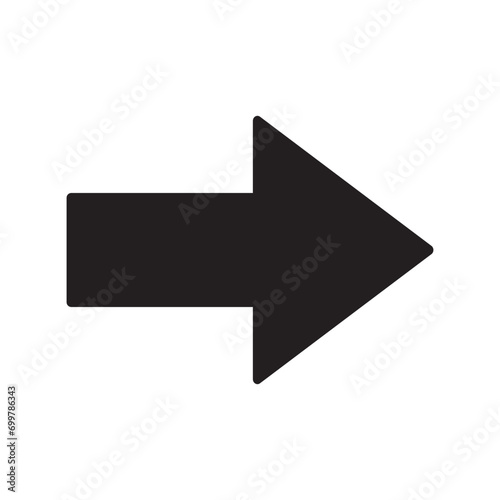 Big long wide arrow pointer. Vector illustration, big black arrow pointing right isolated on white background