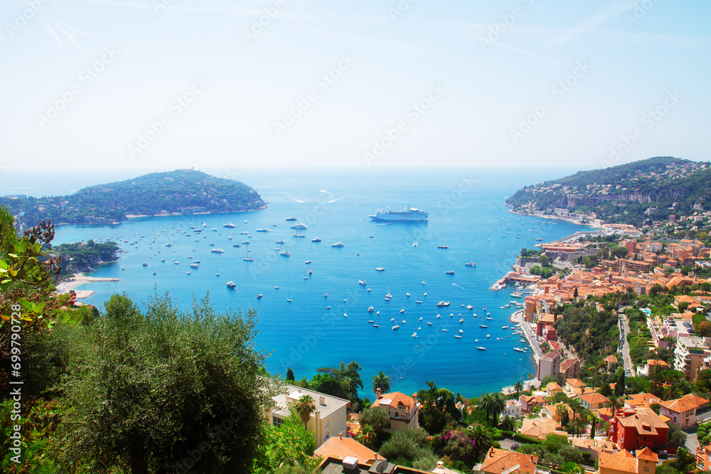 landscape of coast and turquiose sea water of cote dAzur, Riviera, France, web banner