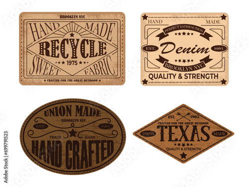 Leather classic denim jeans labels set
