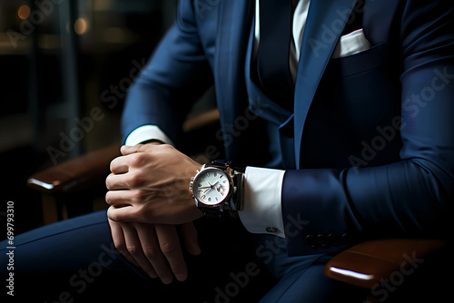 businessman with watch sitting down