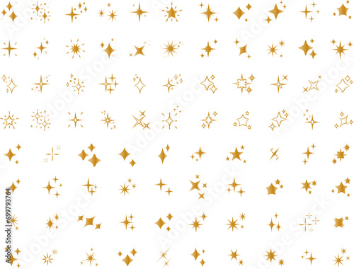 Set of sparkles star icons.Rating star .Bright vector stars.Flash,shine sparkle icon,glare,light,blink star. Modern simple golden stars collection.