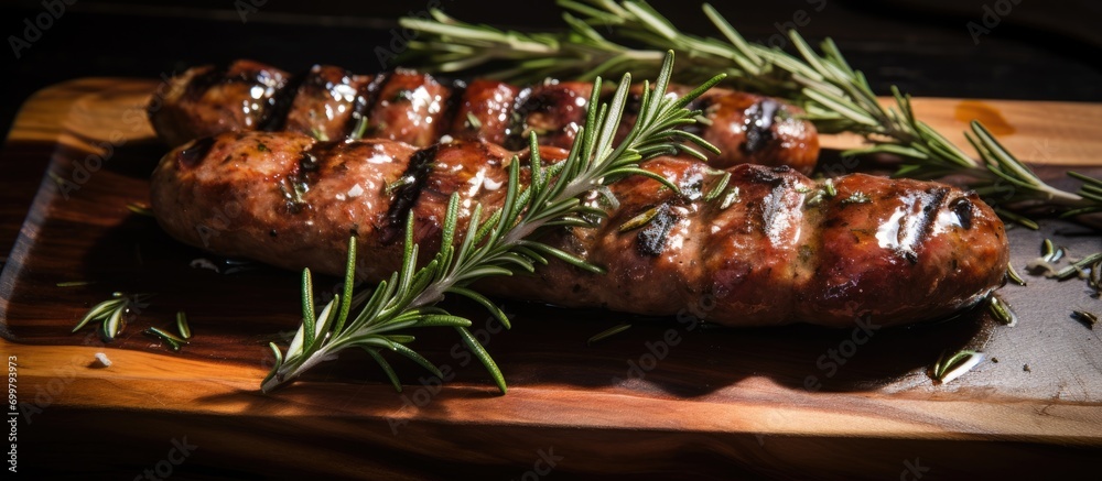 Rosemary-infused grilled sausage.