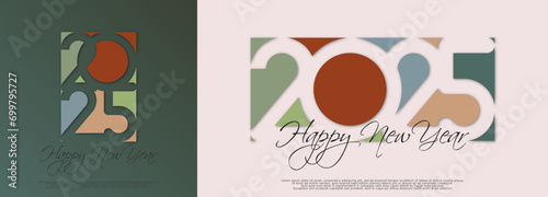 Happy new year  - best wishes 2025 with colorful truncated number. Perfect vector for poster,  banner, greeting and new year 2025 celebration.