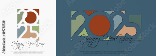 Happy new year  - best wishes 2025 with colorful truncated number. Perfect vector for poster,  banner, greeting and new year 2025 celebration.