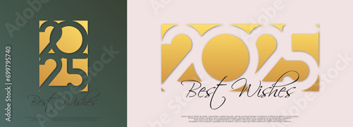 Happy new year  - best wishes 2025 with colorful truncated number. Perfect vector for poster,  banner, greeting and new year 2025 celebration.