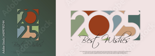 Happy new year  - best wishes 2025 with colorful truncated number. Perfect vector for poster,  banner, greeting and new year 2025 celebration.