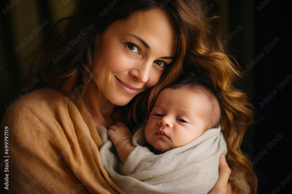 Joyful Bond: Mom and Baby Embrace