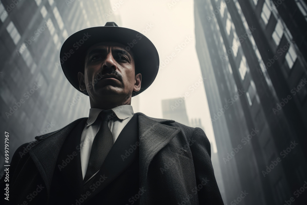 City Dapper: Black-Haired Gentleman in 1950s Attire City Dapper: Black-Haired Gentleman in 1950s Attire