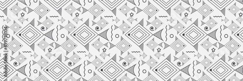 Fish icon black silhouette pattern background 