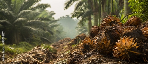 FFB after harvesting in a Malaysian palm oil plantation. photo