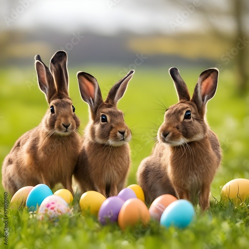 easter bunnies and easter eggs