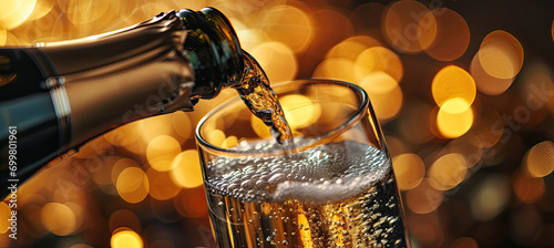 Pouring Champagne Elegance in Warm Tones photo