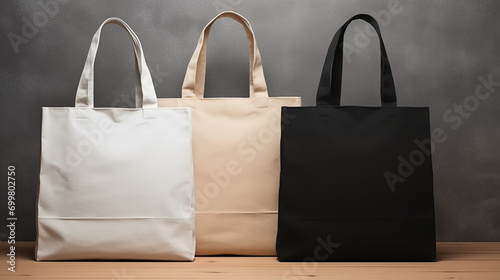 mockup featuring a display of blank canvas shopping bags