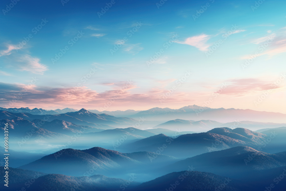Mountain Sunrise Elegance, Light Bronze and Azure Hues Mountain Sunrise Elegance, Light Bronze and Azure Hues