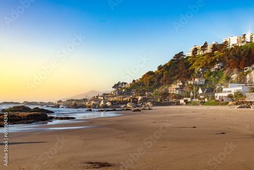 Panoramic view of the beach resort town of Maitencillo, V Region, Chile photo