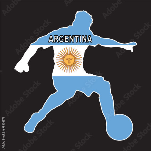 Argentinian Footballer With Colors Of The Flag Of Argentina