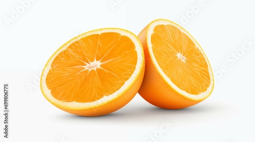 Healthy diet. Tropical fruits. Sliced oranges on white background. Isolated