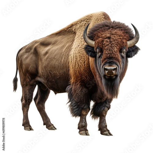 American bison isolated on white or transparent background