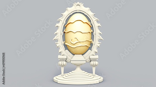 Gold Egg on Elegant Light Grey Background for Easter Concept