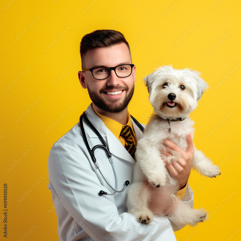 Veterinarian with a dog. Veterinarian with a dog.