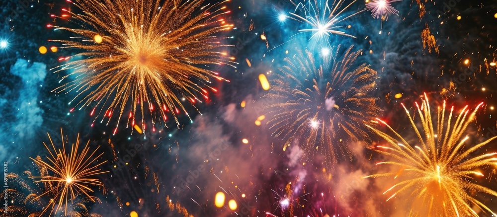 Daytime sky ablaze with fireworks. Daytime sky ablaze with fireworks.