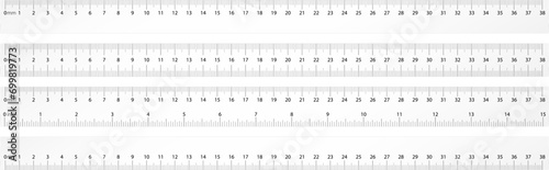 School simple ruler for scale size, length and width of geometrical chart silhouette in mathematics. Mm, cm and inch measure systems. Graph drawing tool