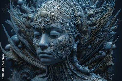 Gorgeous fluid deity art by artists Alex Gray and Muchia James C.C. Generative AI