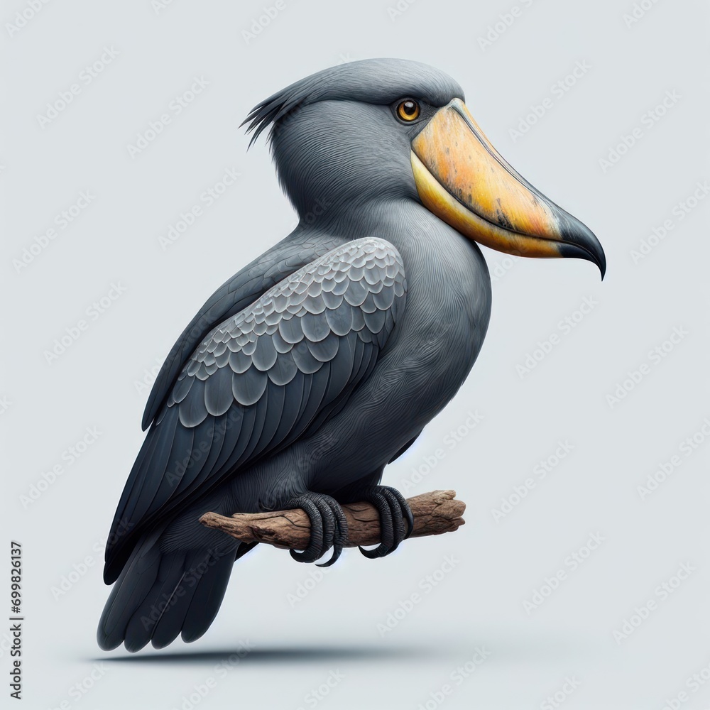 Fototapeta premium Shoebill bird, picozapato, Mabamba Swamp, Ethiopia, Uganda, Wildlife scene, Китоклюв, tagihan sepatu, Cigüeña picozapato, Shoebill Stork
